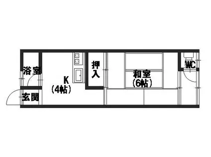 ピソ・シエテI(1K/2階)の間取り写真