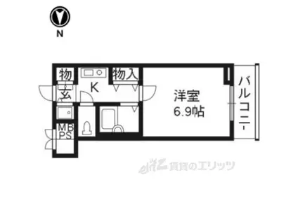 リーガル京都河原町Ⅲ(1K/3階)の間取り写真