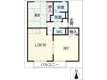 パナハイツ中島B(2LDK/1階)の間取り写真