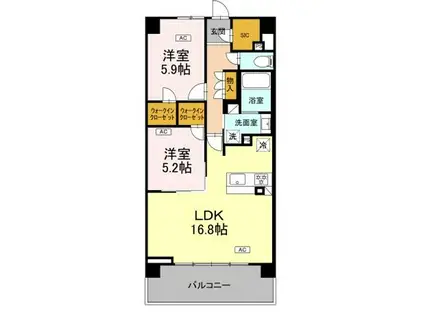 ロイヤルパークス仙台青葉通(2LDK/3階)の間取り写真