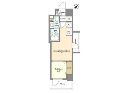 コンフォリア・リヴ碑文谷二丁目(1DK/2階)の間取り写真