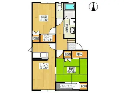 グランデ本館2番館(2LDK/2階)の間取り写真