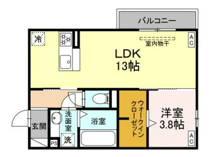 D-CRINUM 本田町(1LDK/3階)の間取り写真