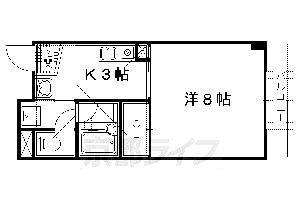 コーポサンII(1K/3階)の間取り写真