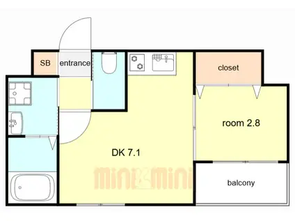 ワコーレヴィータ武庫川フロント(1DK/1階)の間取り写真