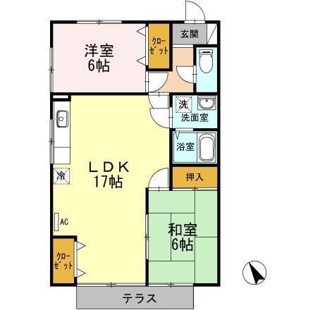 ルミエール中迫(2LDK/1階)の間取り写真