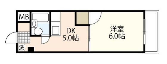 信栄ビル(1DK/2階)の間取り写真