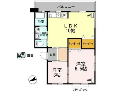 アーバン宮地(2LDK/2階)の間取り写真