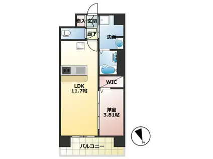 WORVE吹田江坂(1LDK/3階)の間取り写真