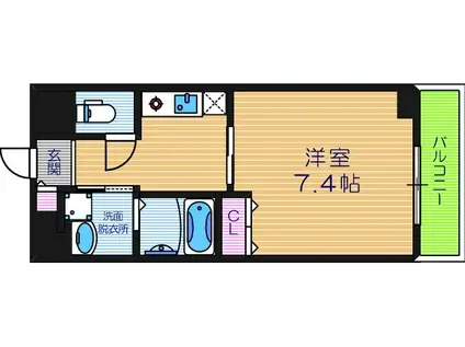 エイペックス四天王寺II(1K/12階)の間取り写真