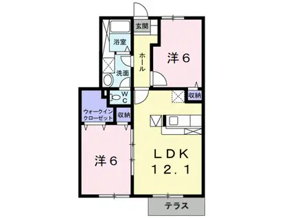 ロマネコンティIII(2LDK/1階)の間取り写真
