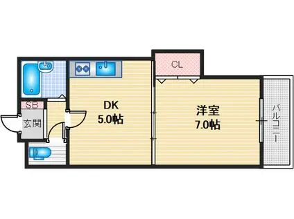 ダイヤトゥーレ(1DK/2階)の間取り写真