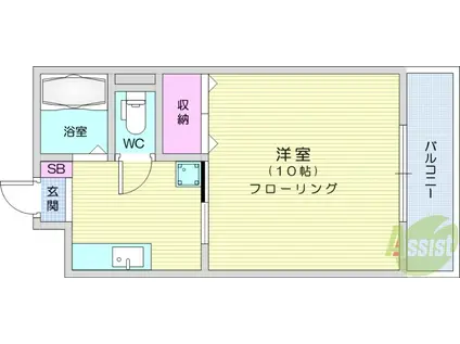 サウスコートアイハラ(1K/4階)の間取り写真