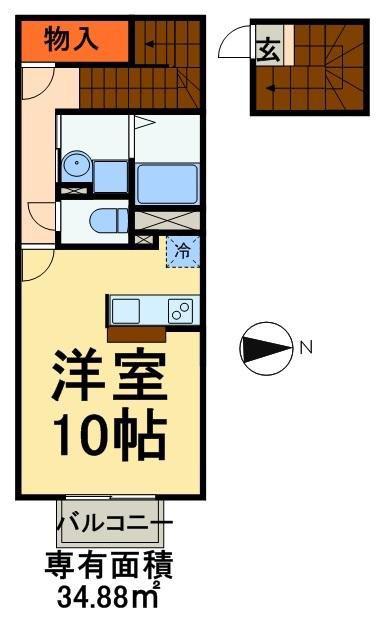 レオネクストビューハイツ(ワンルーム/2階)の間取り写真