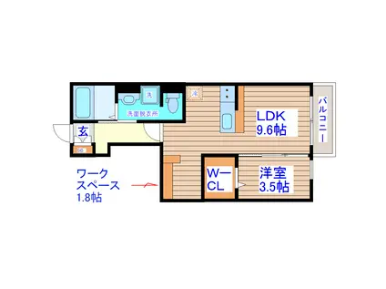 カーサ・スタジオーネ河原町(1LDK/1階)の間取り写真