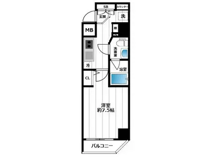 イアース三ノ輪(1K/10階)の間取り写真
