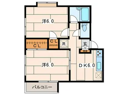 エル バルコ(2DK/2階)の間取り写真
