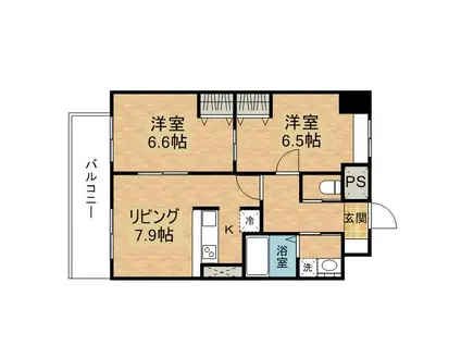 エヴァーグリーン思案橋(2LDK/11階)の間取り写真