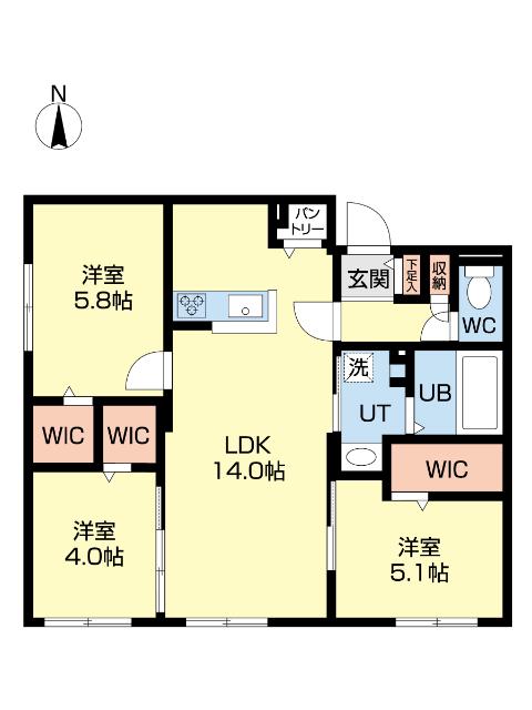 DPレジデンス北広島(3LDK/3階)の間取り写真