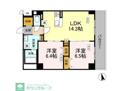 カスタリア西船橋II(2LDK/3階)の間取り写真