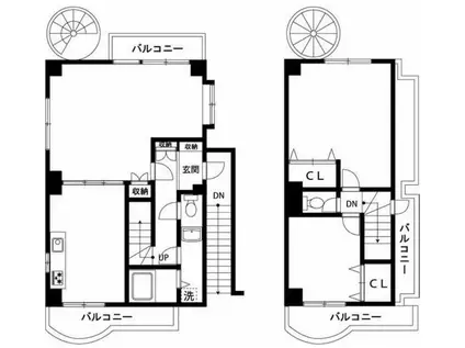 下馬アネックス(2LDK/1階)の間取り写真