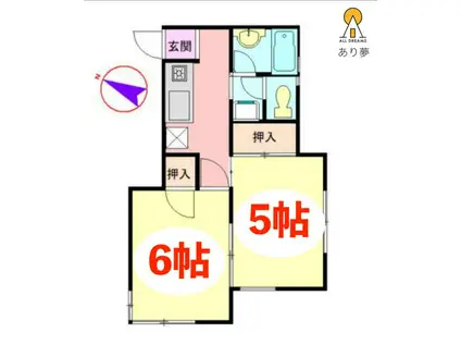 コーポ水内(2K/2階)の間取り写真