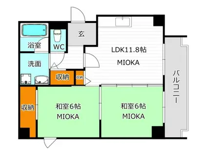 メゾンドクレイヨン(2LDK/3階)の間取り写真