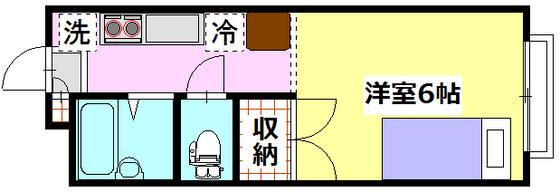 メゾンソレイユII(1K/2階)の間取り写真