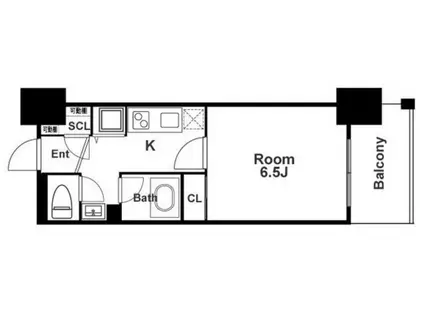アスヴェル阿波座BLUE EARTH(1K/3階)の間取り写真