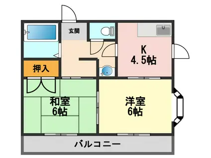 プチメゾントシ(2DK/1階)の間取り写真