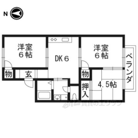 ヴィラ塚の木Ⅱ号館(3DK/1階)の間取り写真