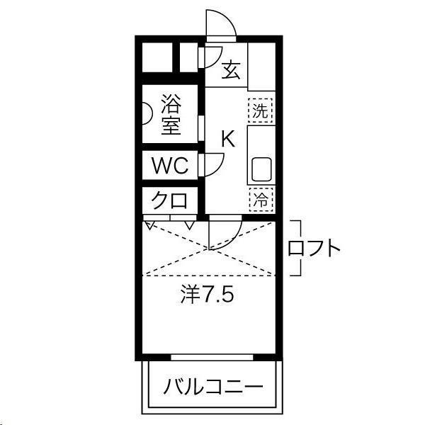 アクティブパレス旭ヶ丘(1K/2階)の間取り写真