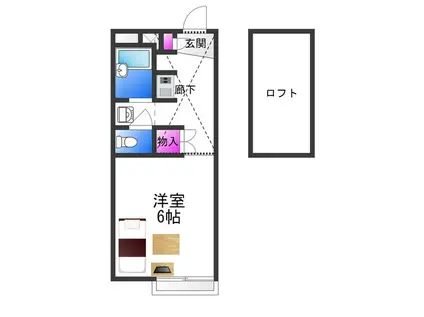 レオパレス鷹合(1K/2階)の間取り写真