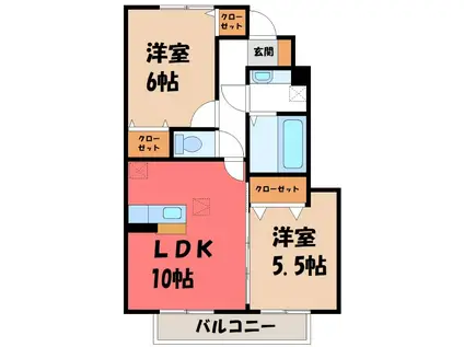 グランテラス高井(2LDK/1階)の間取り写真