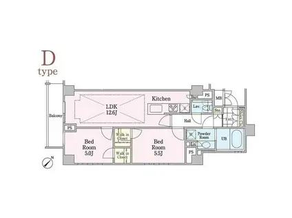 メゾン洗足池(2LDK/1階)の間取り写真