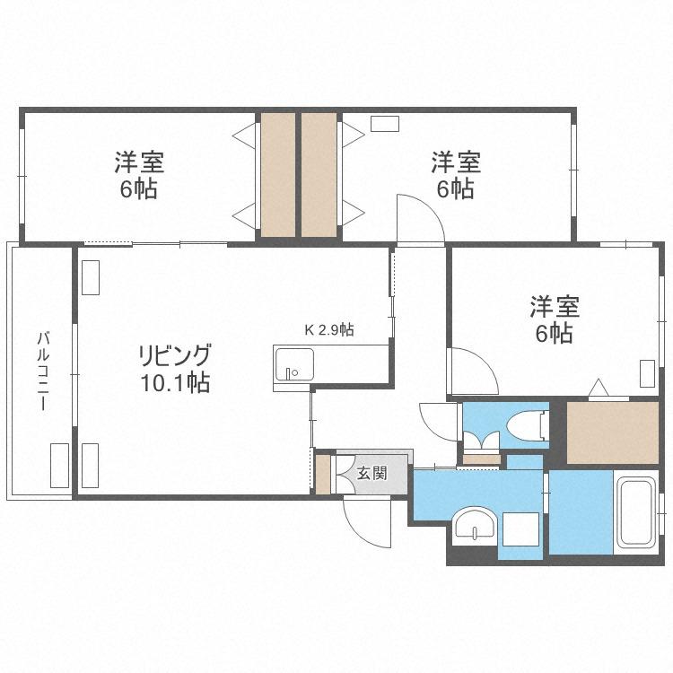 グランメール石山通(3LDK/2階)の間取り写真