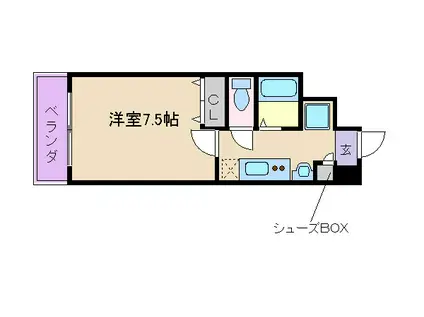 ラナップスクエア京都東山(1K/3階)の間取り写真