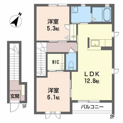 アシストアーバンTA-KU(2LDK/2階)の間取り写真