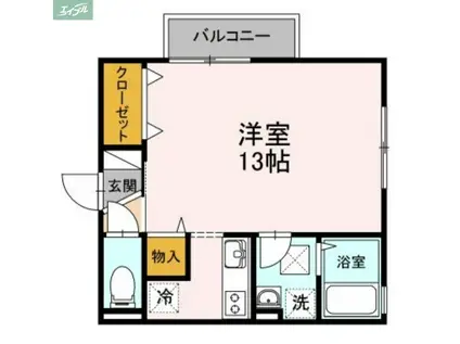 アルファームB棟(ワンルーム/1階)の間取り写真