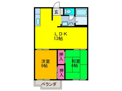 セキスイ緑地ハイツA棟(2LDK/1階)の間取り写真