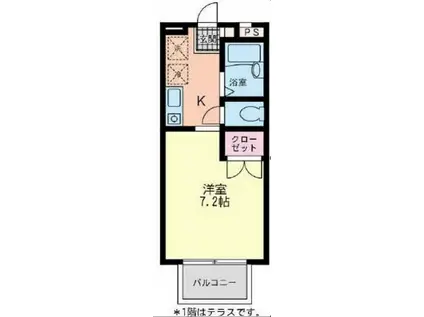 ルミナール湘南B棟(1K/2階)の間取り写真