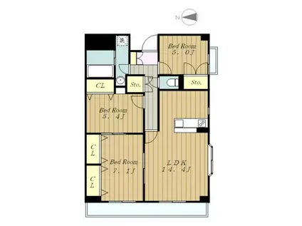 ヒルズかさやまアンシェント(3LDK/2階)の間取り写真