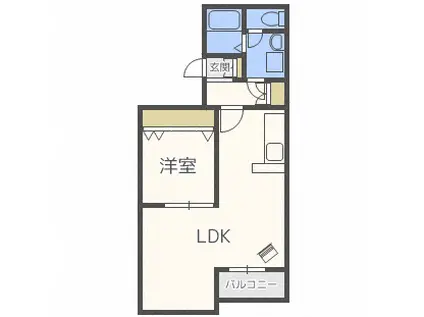 山の手パークハイツ(1LDK/3階)の間取り写真