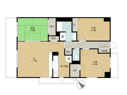 楠風イルミナ(3LDK/3階)の間取り写真