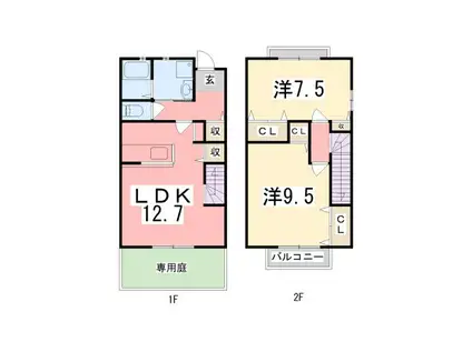 MAISON CLAIRE 2番館(2LDK/2階)の間取り写真