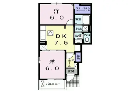 コッティ光II(2DK/1階)の間取り写真