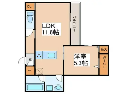TORISIA平野西I(1LDK/3階)の間取り写真