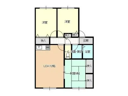 いのうえコーポAB棟(3LDK/2階)の間取り写真