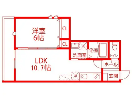 バウハウス2 -BAUHAUS(1LDK/2階)の間取り写真