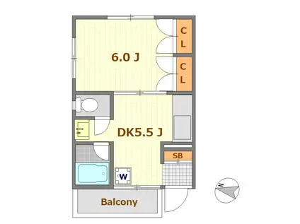 ミラノコロッタ(1DK/2階)の間取り写真